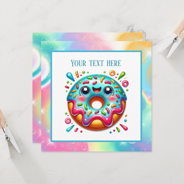 Cute doughnut lovers party invitation (Front/Back In Situ)