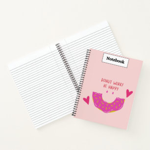 Cute Doughnut Notebook Pink Lined Journal