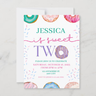 Cute Doughnut Party Sweet two 2nd birthday Postcard
