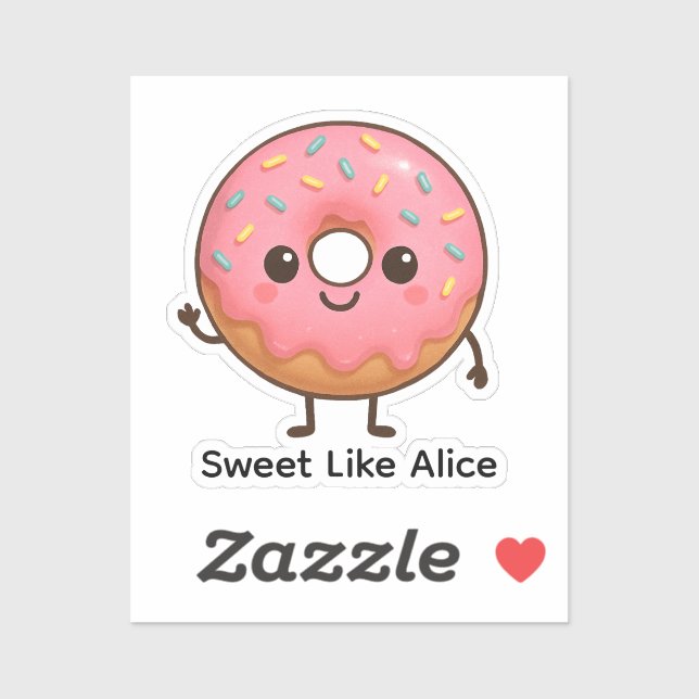 Cute Doughnut Sticker – Personalised Name Sticker (Sheet)
