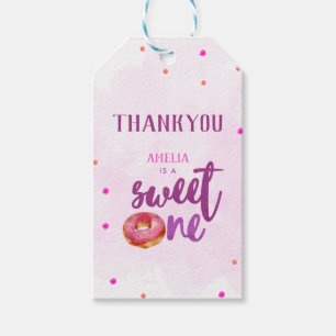 Cute Doughnut sweet one girl 1st Birthday favour Gift Tags