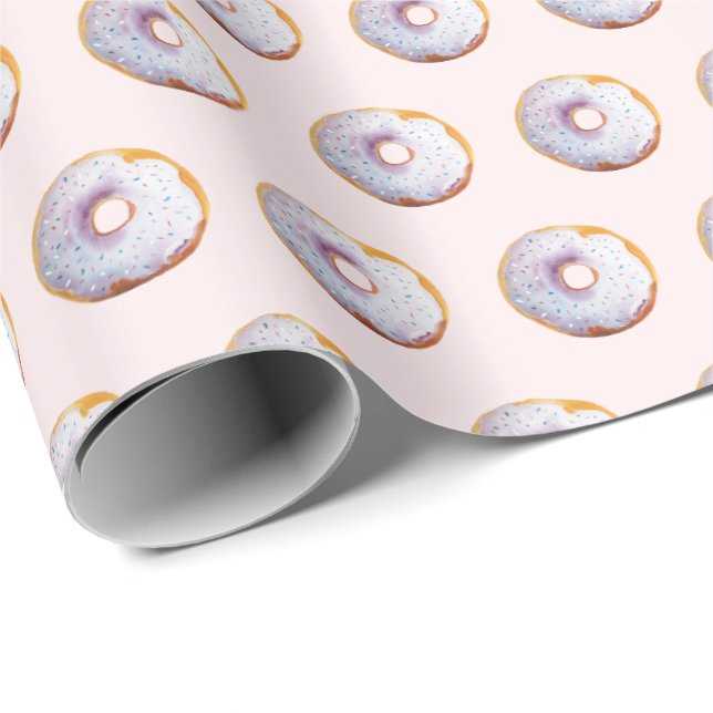 Cute Doughnut Watercolor Pattern Wrapping Paper (Roll Corner)