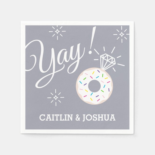 Cute Doughnut Wedding / Engagement Party / Shower Napkin (Front)