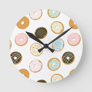Cute Doughnut with Colourful Frosting Baker Round Clock