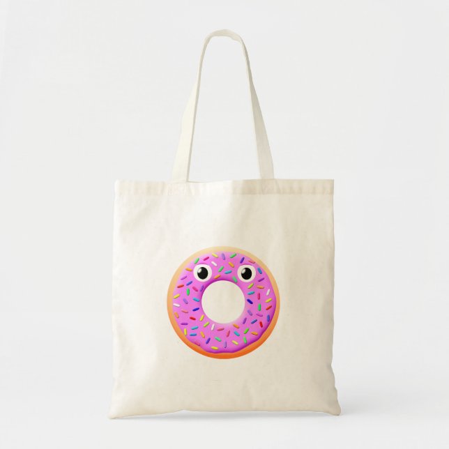 Cute Doughnut With Eyes And Sprinkles Drawing Tote Bag (Front)