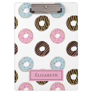 Cute Doughnuts Add your own Name Custom Monogram   Clipboard