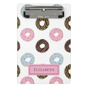 Cute Doughnuts Add your own Name Custom Monogram  Mini Clipboard