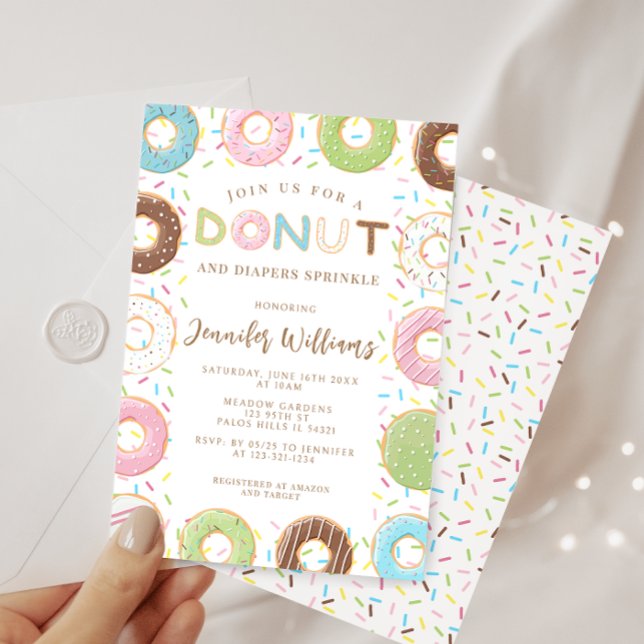 Cute Doughnuts And Diapers Baby Sprinkle Shower Invitation (Creator Uploaded)