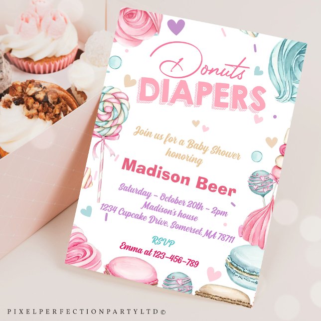  Cute Doughnuts Diapers Baby Shower  Invitation (Creator Uploaded)