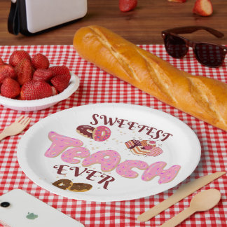 Cute Doughnuts Teacher Suitcase Paper Plate