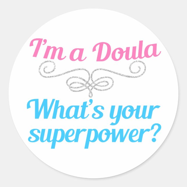 Cute Doula Superhero Classic Round Sticker (Front)