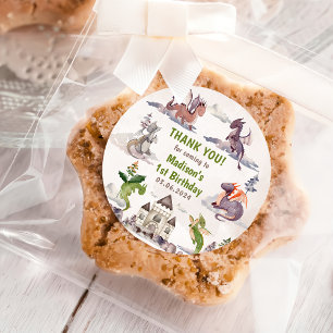 Cute Dragon 1st Birthday Party Classic Round Sticker