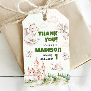 Cute Dragon 1st Birthday Party Gift Tags
