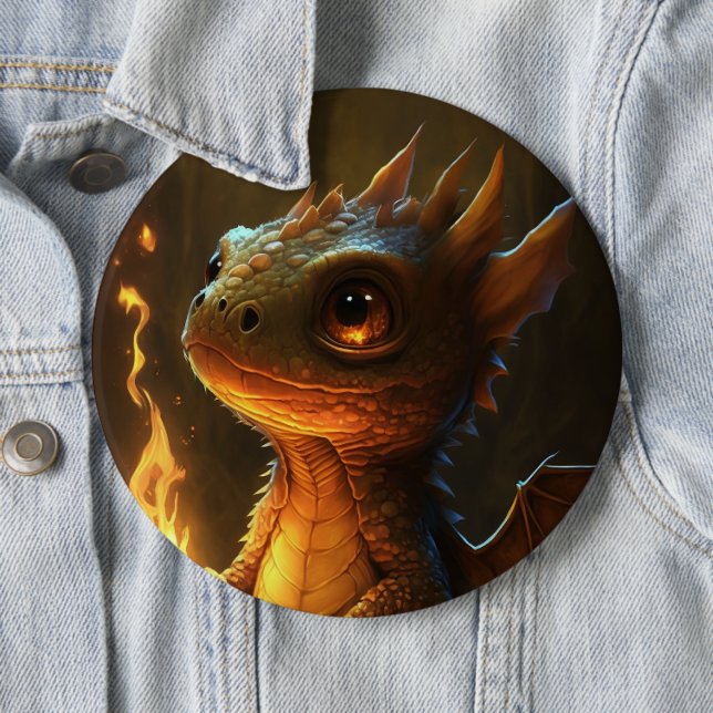 Cute Dragon 6 Cm Round Badge (In Situ)