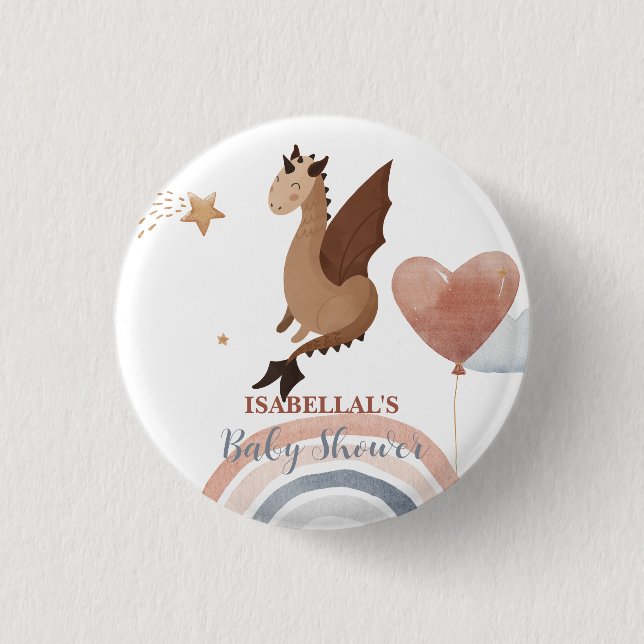 Cute dragon African american boys baby shower 3 Cm Round Badge (Front)