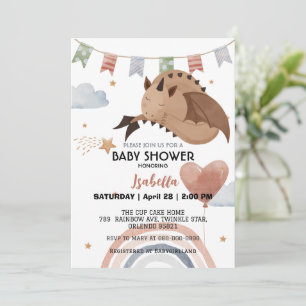 Cute Dragon African american boys baby shower Invitation