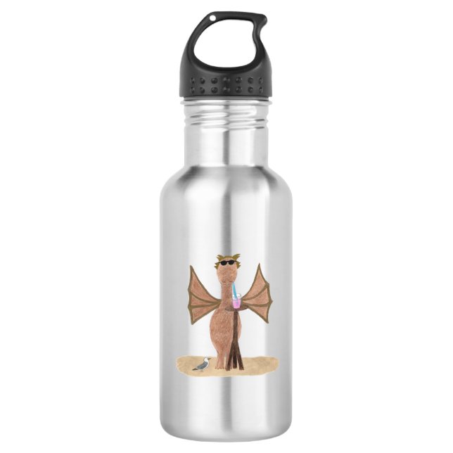 Cute Dragon at the Beach 532 Ml Water Bottle (Front)