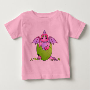 Cute Dragon Baby in Cracked Egg - Pink / Purple Baby T-Shirt