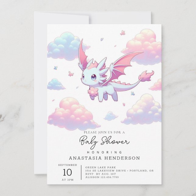 Cute Dragon Baby Shower Invitation (Front)