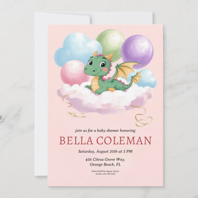 cute dragon baby shower invitations (Front)