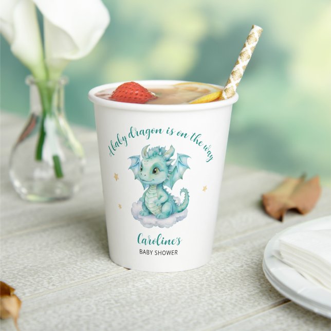 Cute Dragon Baby Shower Paper Cups (Insitu)