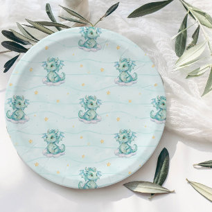 Cute Dragon Baby Shower Paper Plate