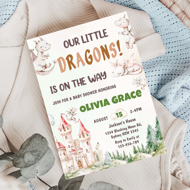  Cute Dragon Baby Shower Party Invitation (Creator Uploaded)