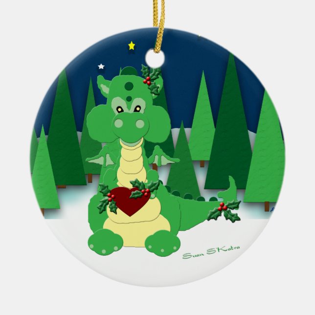 Cute Dragon: Baby's 1st Christmas Ceramic Tree Decoration (Front)