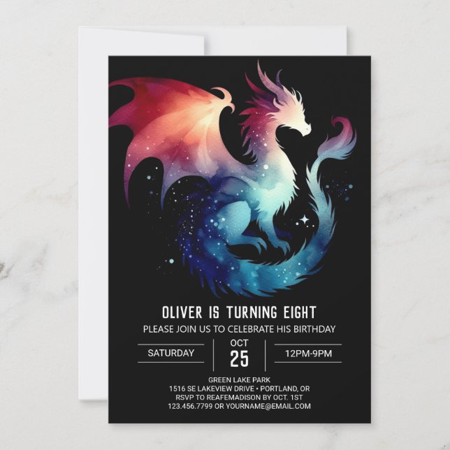 Cute Dragon Birthday Customisable Invitation (Front)