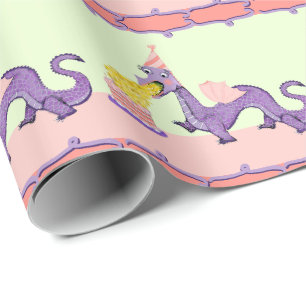 Cute Dragon Birthday Gift Wrapping Paper