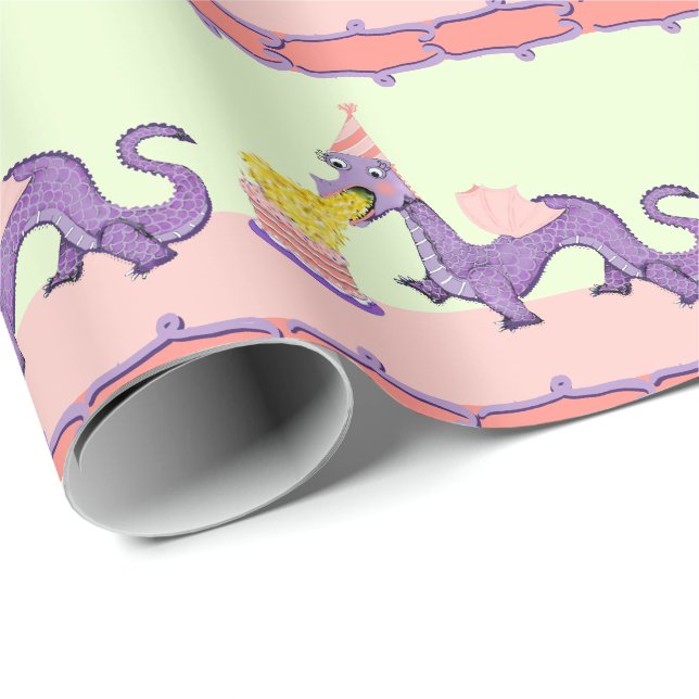Cute Dragon Birthday Gift Wrapping Paper