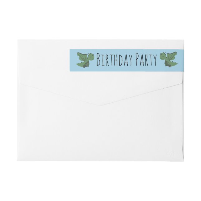 Cute Dragon Birthday Party Wrap Around Label (Back)