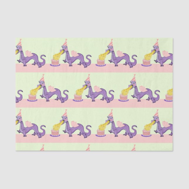 Cute Dragon Birthday Tissue Paper (Front)