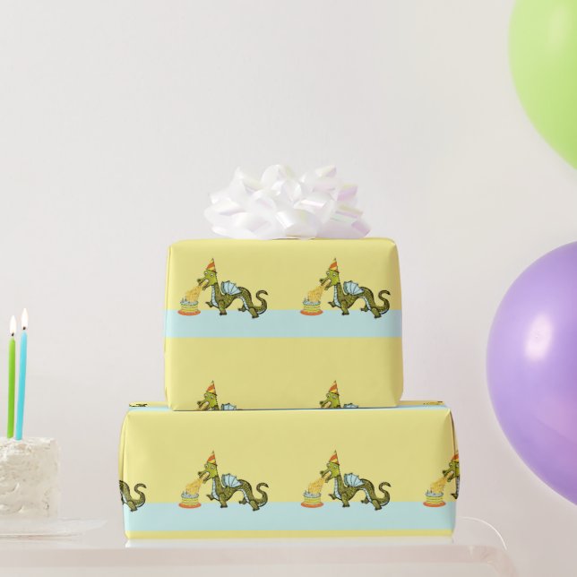 Cute Dragon Birthday Wrapping Paper (Party Gifts)