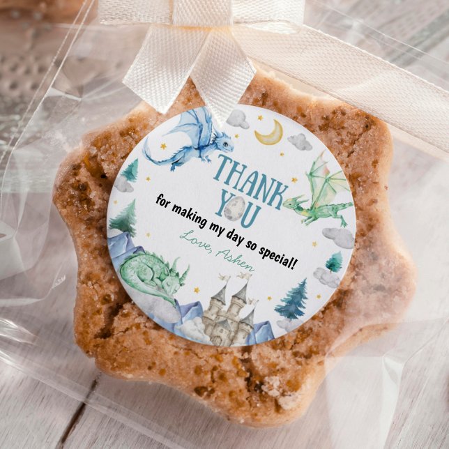 Cute Dragon Boy Birthday Classic Round Sticker (Creator Uploaded)