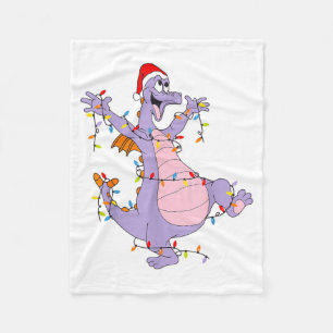 Cute Dragon Christmas Lights Santa Hat Animal Men  Fleece Blanket