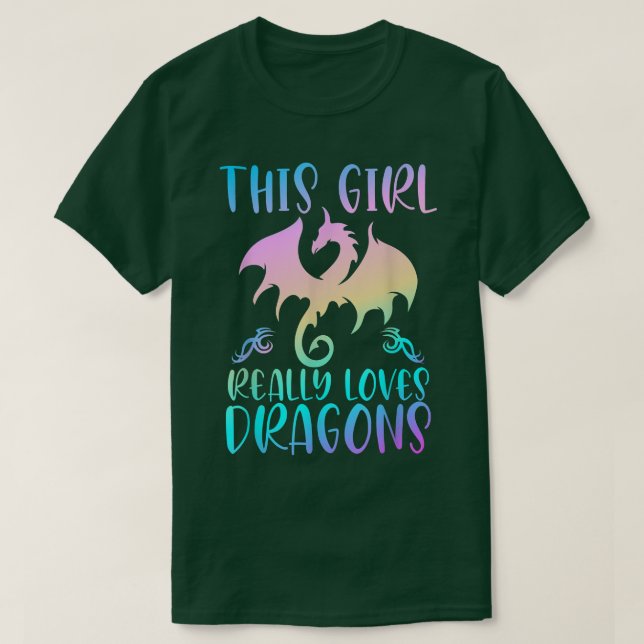Cute Dragon Gifts Girl Loves Dragons Rainbow Drago T-Shirt (Design Front)