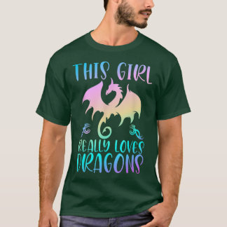 Cute Dragon Gifts Girl Loves Dragons Rainbow Drago T-Shirt