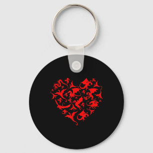 Cute Dragon Heart Valentines Day Animals Dragon Lo Key Ring