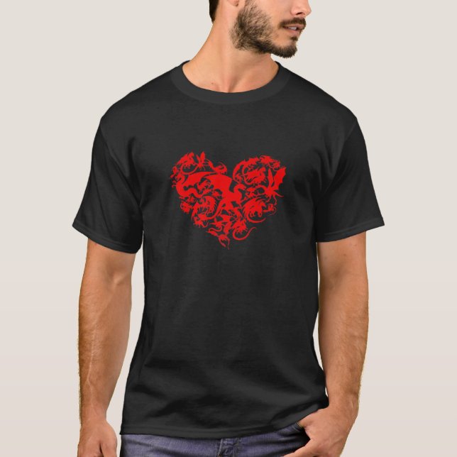 Cute Dragon Hearts Animals Lover Valentines Day Co T-Shirt (Front)