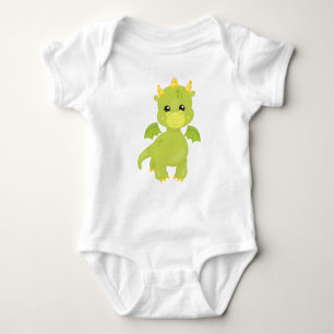 Cute Dragon, Little Dragon, Green Dragon, Magic Baby Bodysuit