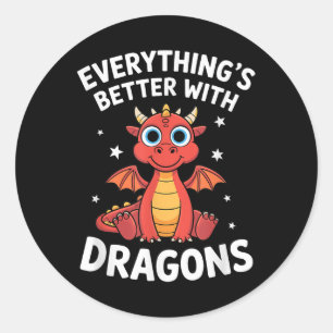 Cute Dragon Lover Adults Or Kids Boys Girls Dragon Classic Round Sticker