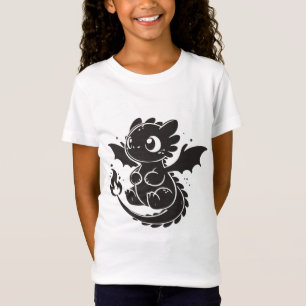 Cute Dragon Minimalist Black Illustration T-shirt