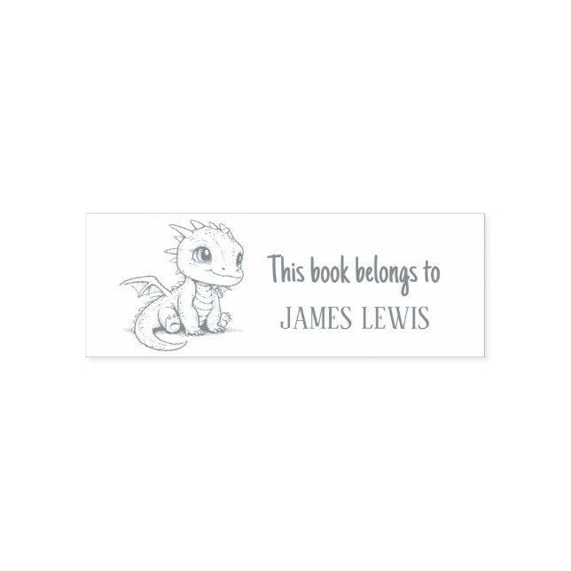 Cute Dragon Personalised Kids Name Stamp (Design)