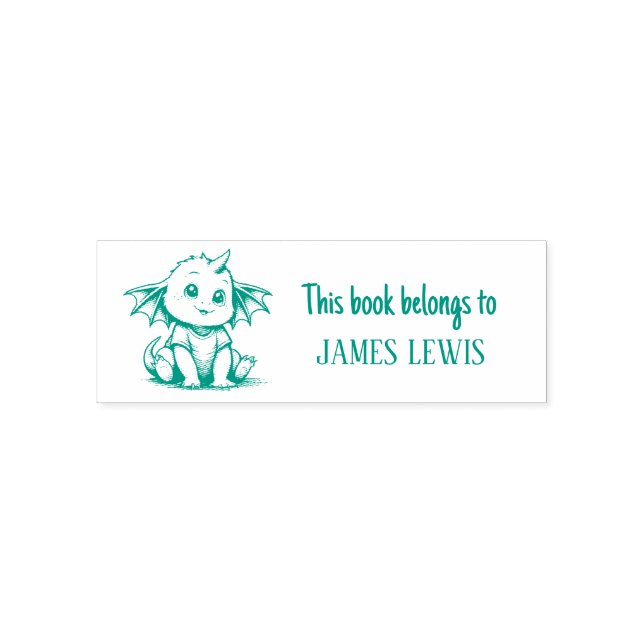 Cute Dragon Personalised Kids Name Stamp (Design)