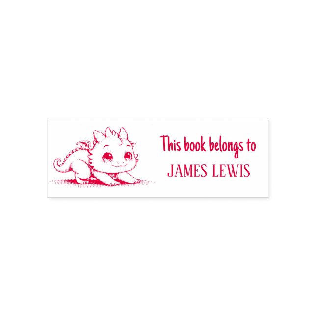 Cute Dragon Personalised Kids Name Stamp (Design)