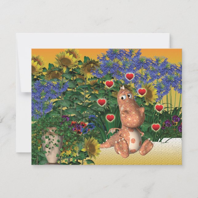 Cute dragon romantic invitation (Front)