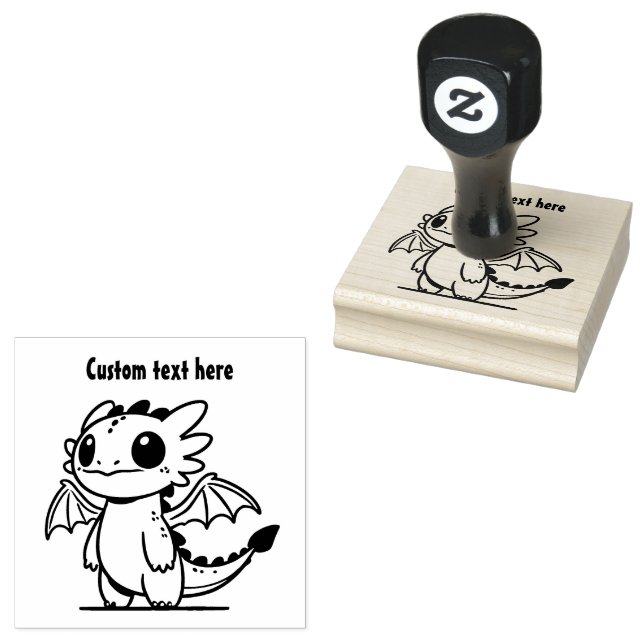 Cute Dragon Rubber Stamp (Stamped)