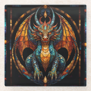Cute Dragon Stained Glass Mosaic Design Coaster