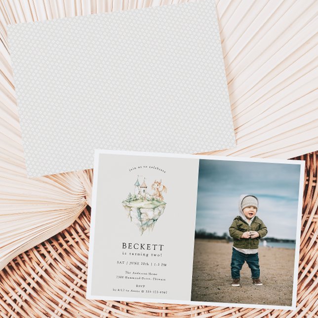 Cute Dragon Theme Birthday Party Photo Invitation (Creator Uploaded)